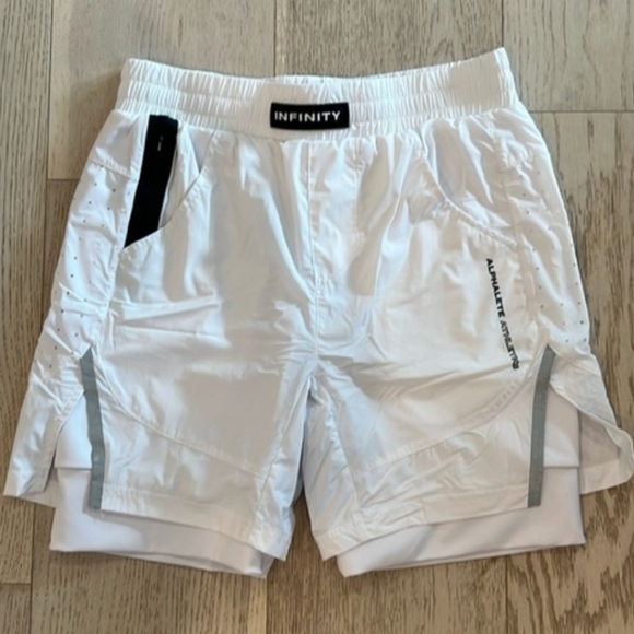 Alphalete Other - Alphalete White Athletic Men’s Shorts with Black Accent